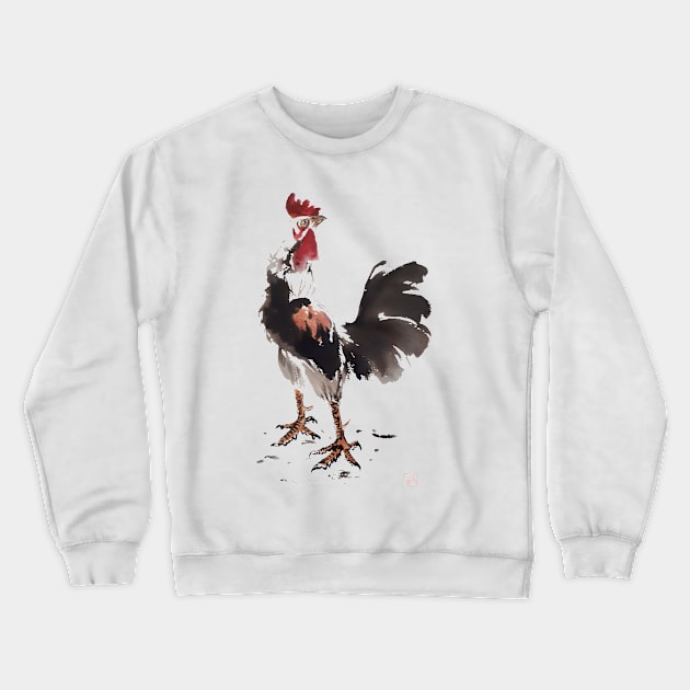 Rooster Stare Crewneck Sweatshirt by Huluhua